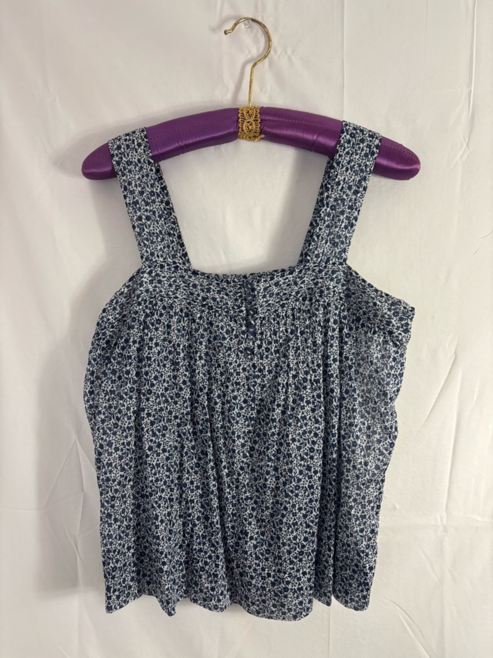 Margaret‎ O’Leary 100% Cotton Floral Square Neck Modest Boho Tank Top Size S-M